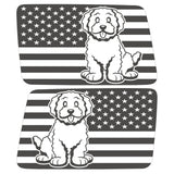 GOLDEN DOODLE US FLAG QUARTER WINDOW DRIVER & PASSENGER DECALS