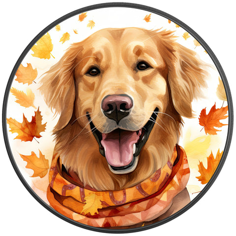 GOLDEN RETRIEVER FALL PEARL  WHITE CARBON FIBER TIRE COVER