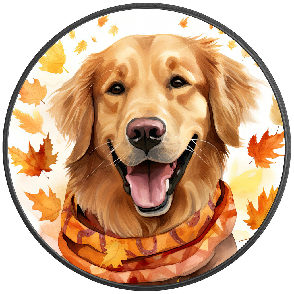 GOLDEN RETRIEVER FALL BLACK CARBON FIBER TIRE COVER