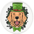 GOLDEN RETRIEVER ST PATRICKS DAY PEARL  WHITE CARBON FIBER TIRE COVER