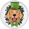 GOLDEN RETRIEVER ST PATRICKS DAY WHITE TIRE COVER