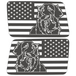 GOLDEN RETRIEVER US FLAG QUARTER WINDOW DRIVER & PASSENGER DECALS