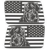 GOLDEN RETRIEVER US FLAG QUARTER WINDOW DRIVER & PASSENGER DECALS