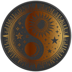 GOLDEN SUN MOON YING YANG BLACK CARBON FIBER TIRE COVER