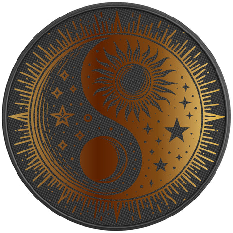 GOLDEN SUN MOON YING YANG PEARL  WHITE CARBON FIBER TIRE COVER