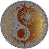 GOLDEN SUN MOON YING YANG SILVER CARBON FIBER TIRE COVER