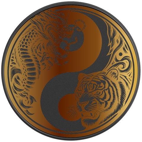 GOLDEN TIGER DRAGON YING YANG PEARL  WHITE CARBON FIBER TIRE COVER