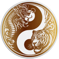 GOLDEN TIGER DRAGON YING YANG WHITE TIRE COVER