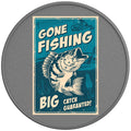 GONE FISHING BIG CATCH GUARANTEED SILVER CARBON FIBER TIRE COVER