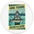 GONE FISHING CATCH YOU LATER PEARL  WHITE CARBON FIBER TIRE COVER