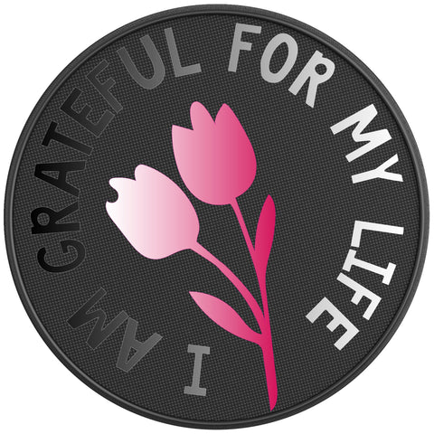 GRATEFUL FOR LIFE BLACK CARBON FIBER TIRE COVER