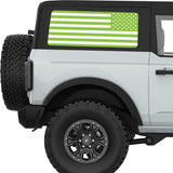 GREEN AND WHITE AMERICAN FLAG QUARTER WINDOW DECAL FITS 2021+ FORD BRONCO 2 DOOR HARD TOP