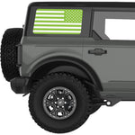GREEN AND WHITE AMERICAN FLAG QUARTER WINDOW DECAL FITS 2021+ FORD BRONCO 4 DOOR HARD TOP