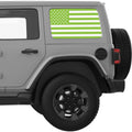 GREEN AND WHITE AMERICAN FLAG QUARTER WINDOW DECAL FITS 2018+ JEEP WRANGLER 4 DOOR HARD TOP JLU