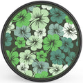 GREEN HIBISCUS FLOWERS PEARL  WHITE CARBON FIBER TIRE COVER
