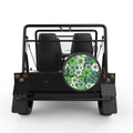 GREEN HIBISCUS FLOWERS BLACK CARBON FIBER TIRE COVER FOR MOKE