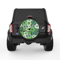 GREEN HIBISCUS FLOWERS BLACK TIRE COVER