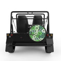 GREEN HIBISCUS FLOWERS BLACK TIRE COVER FOR MOKE