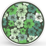GREEN HIBISCUS FLOWERS PEARL  WHITE CARBON FIBER TIRE COVER