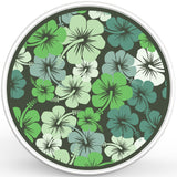 GREEN HIBISCUS FLOWERS PEARL  WHITE CARBON FIBER TIRE COVER