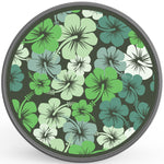 GREEN HIBISCUS FLOWERS SILVER CARBON FIBER TIRE COVER