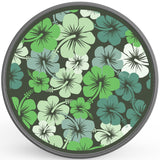 GREEN HIBISCUS FLOWERS SILVER CARBON FIBER TIRE COVER