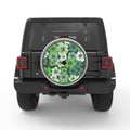 GREEN HIBISCUS FLOWERS WHITE TIRE COVER
