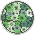 GREEN HIBISCUS FLOWERS WHITE TIRE COVER
