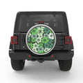 GREEN HIBISCUS FLOWERS BLACK TIRE COVER