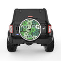 GREEN HIBISCUS FLOWERS PEARL  WHITE CARBON FIBER TIRE COVER