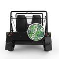 GREEN HIBISCUS FLOWERS WHITE TIRE COVER FOR MOKE
