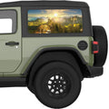 GREEN PEAKS MOUNTAINS LANDSCAPE QUARTER WINDOW DECAL FITS 2018+ JEEP WRANGLER 2 DOOR HARD TOP JL