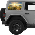 GREEN PEAKS MOUNTAINS LANDSCAPE QUARTER WINDOW DECAL FITS 2011-2018 JEEP WRANGLER 4 DOOR HARD TOP JKU