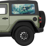 GREEN POWERFUL MERMAID QUARTER WINDOW DECAL FITS 2018+ JEEP WRANGLER 2 DOOR HARD TOP JL