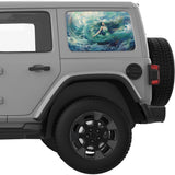 GREEN POWERFUL MERMAID QUARTER WINDOW DECAL FITS 2018+ JEEP WRANGLER 4 DOOR HARD TOP JLU