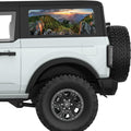GREEN ROCKY PEAKS MOUNTAINS LANDSCAPE QUARTER WINDOW DECAL FITS 2021+ FORD BRONCO 2 DOOR HARD TOP