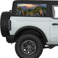GREEN ROCKY PEAKS MOUNTAINS LANDSCAPE QUARTER WINDOW DECAL FITS 2021+ FORD BRONCO 2 DOOR HARD TOP