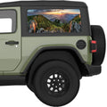 GREEN ROCKY PEAKS MOUNTAINS LANDSCAPE QUARTER WINDOW DECAL FITS 2018+ JEEP WRANGLER 2 DOOR HARD TOP JL