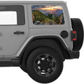 GREEN ROCKY PEAKS MOUNTAINS LANDSCAPE QUARTER WINDOW DECAL FITS 2018+ JEEP WRANGLER 4 DOOR HARD TOP JLU