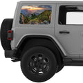 GREEN ROCKY PEAKS MOUNTAINS LANDSCAPE QUARTER WINDOW DECAL FITS 2011-2018 JEEP WRANGLER 4 DOOR HARD TOP JKU