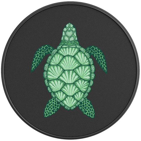 GREEN SEA TURTLE PEARL  WHITE CARBON FIBER TIRE COVER