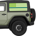 GREEN WHITE WITH BLUE LINE AMERICAN FLAG QUARTER WINDOW DECAL FITS 2018+ JEEP WRANGLER 2 DOOR HARD TOP JL