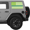 GREEN WHITE WITH BLUE LINE AMERICAN FLAG QUARTER WINDOW DECAL FITS 2018+ JEEP WRANGLER 4 DOOR HARD TOP JLU