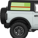 GREEN WHITE WITH RED LINE AMERICAN FLAG QUARTER WINDOW DECAL FITS 2021+ FORD BRONCO 2 DOOR HARD TOP