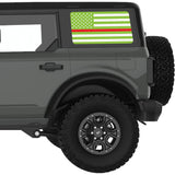 GREEN WHITE WITH RED LINE AMERICAN FLAG QUARTER WINDOW DECAL FITS 2021+ FORD BRONCO 4 DOOR HARD TOP