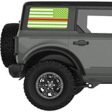 GREEN WHITE WITH RED LINE AMERICAN FLAG QUARTER WINDOW DECAL FITS 2021+ FORD BRONCO 4 DOOR HARD TOP