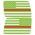 GREEN WHITE WITH RED LINE AMERICAN FLAG QUARTER WINDOW DRIVER & PASSENGER DECALS