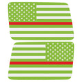 GREEN WHITE WITH RED LINE AMERICAN FLAG QUARTER WINDOW DRIVER & PASSENGER DECALS