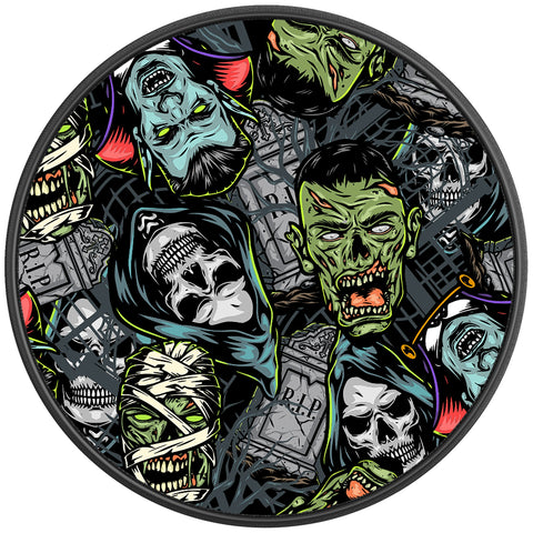 GRIM REAPER HALLOWEEN PEARL  WHITE CARBON FIBER TIRE COVER
