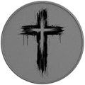 GRUNGE CROSS SILVER CARBON FIBER TIRE COVER